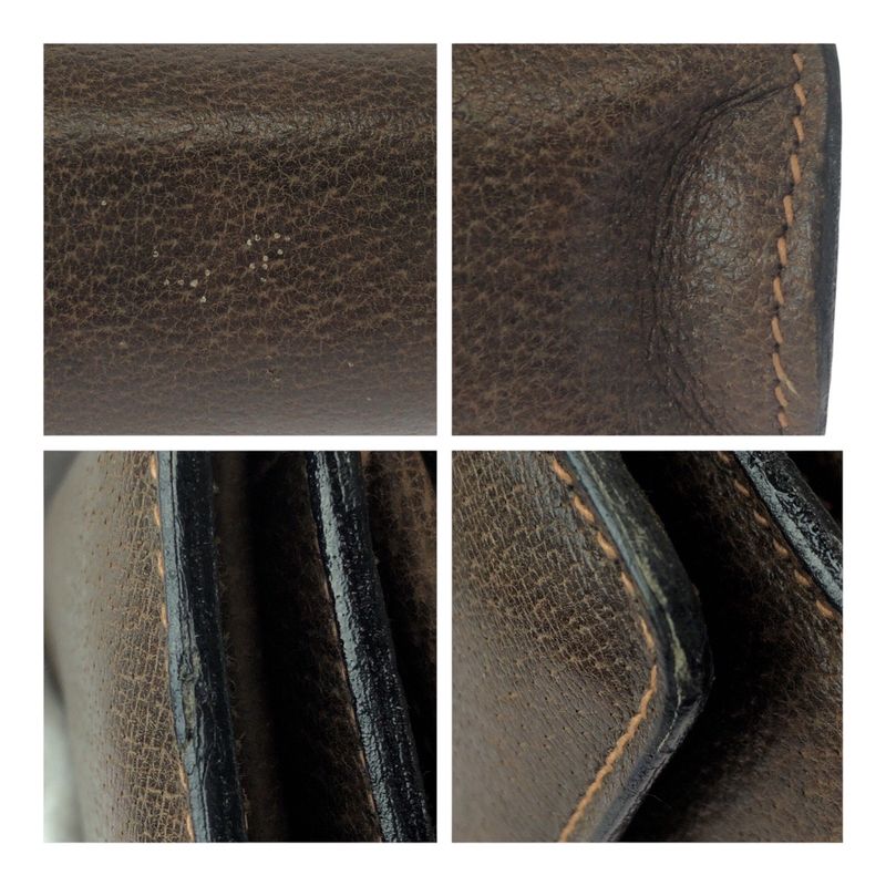 Gucci Vintage Old Gucci Sherry Line Brown Gold Hardware Leather Chain Shoulder