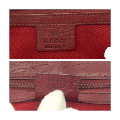 Gucci Bamboo Red Brown Silver Hardware Canvas 112526 Tote Bag Shoulder Bag