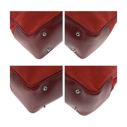 Gucci Bamboo Red Brown Silver Hardware Canvas 112526 Tote Bag Shoulder Bag