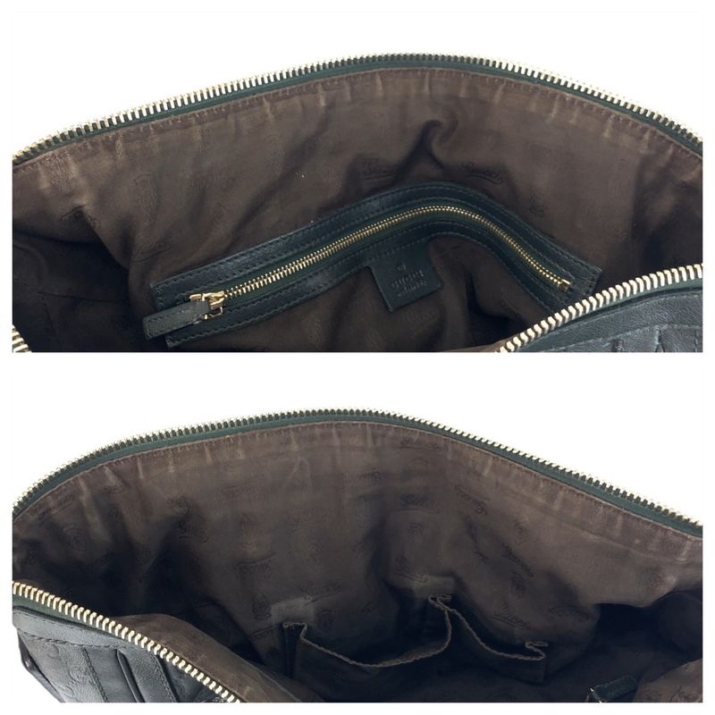 Guccissima Dark Green Gray Gold Hardware Leather 247281 Tote Bag Shoulder Bag