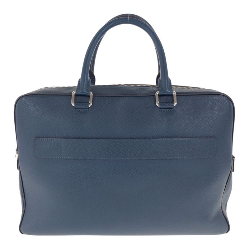 Louis Vuitton Taiga Porte Documents Voyage MM Blue Silver Hardware Leather