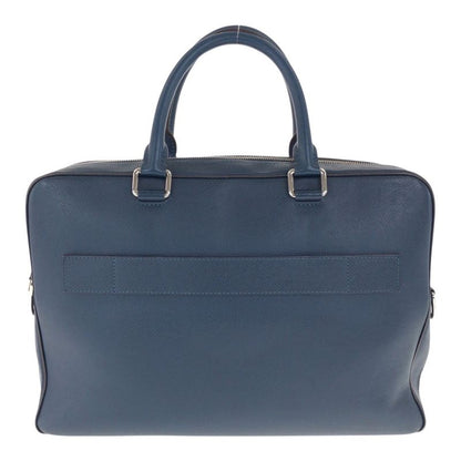 Louis Vuitton Taiga Porte Documents Voyage MM Blue Silver Hardware Leather