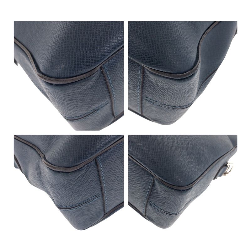 Louis Vuitton Taiga Porte Documents Voyage MM Blue Silver Hardware Leather