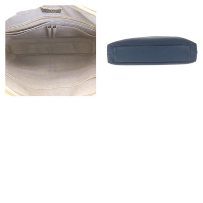 Louis Vuitton Taiga Porte Documents Voyage MM Blue Silver Hardware Leather