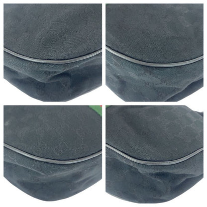 Gucci Vintage Sherry Line Black GG Canvas/leather 010 378 Shoulder Bag Ladies