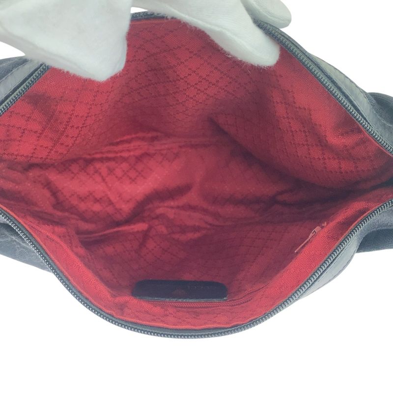 Gucci Vintage Sherry Line Black GG Canvas/leather 010 378 Shoulder Bag Ladies