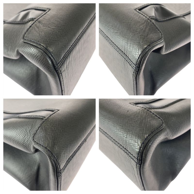 Louis Vuitton Taiga Casbek GM Black Silver Hardware Leather M31012 Business Bag