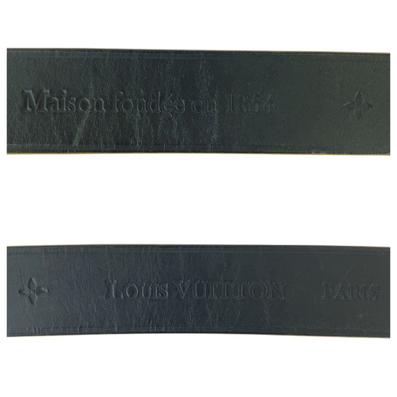 Louis Vuitton 95cm (3740in)/38" Black Silver Hardware Leather M9559 Belt Men's