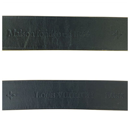 Louis Vuitton 95cm (3740in)/38" Black Silver Hardware Leather M9559 Belt Men's