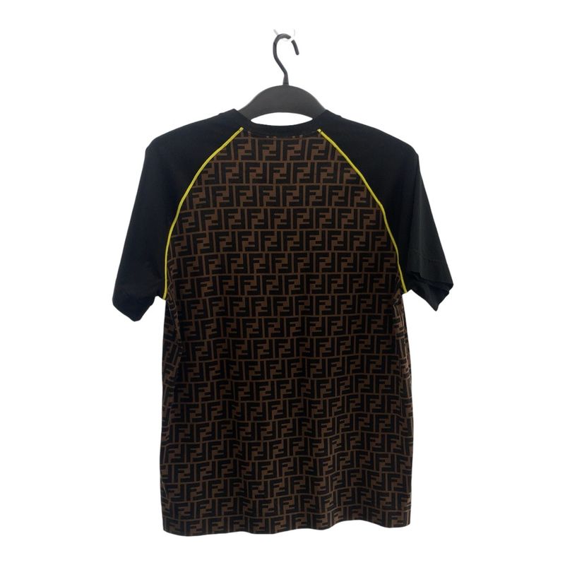 Fendi Zucca Pattern Raglan Size S Brown Yellow Cotton Ca05904627 Short Sleeve