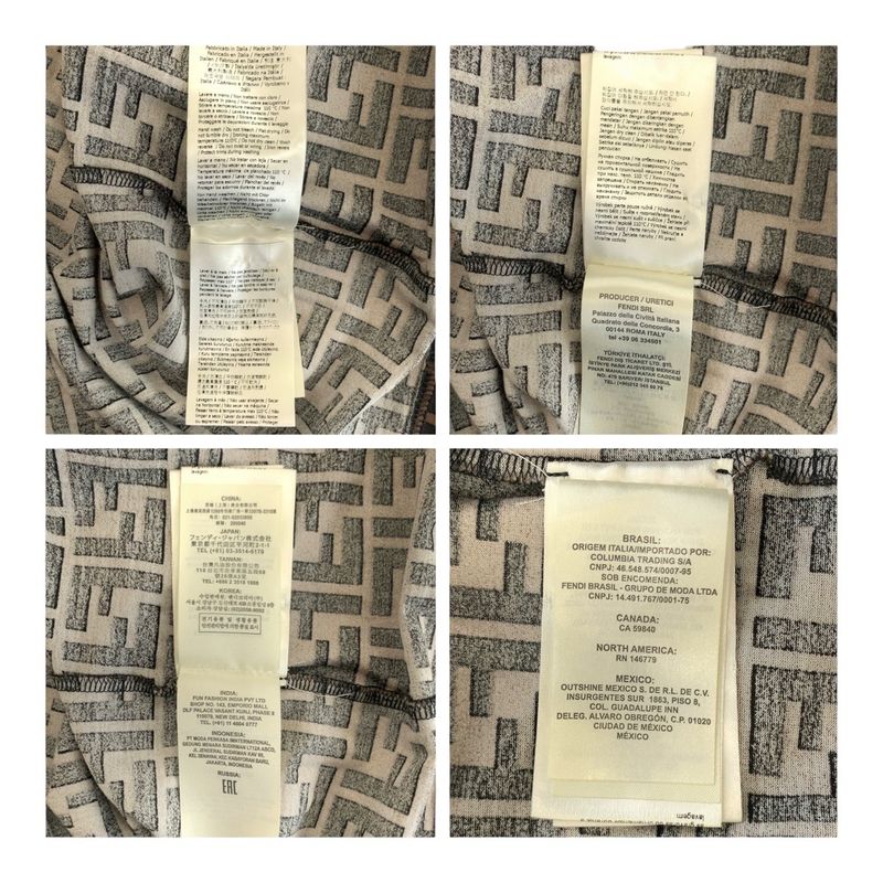 Fendi Zucca Pattern Raglan Size S Brown Yellow Cotton Ca05904627 Short Sleeve