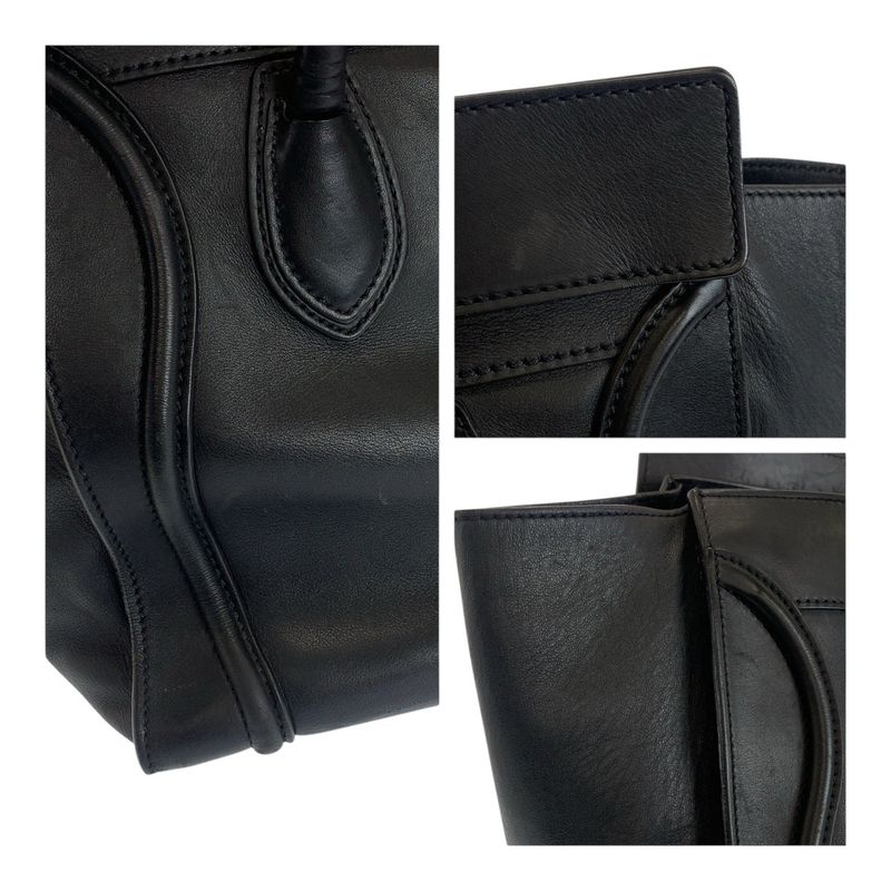 Celine Luggage Mini Shopper Black Gold Hardware Leather F SA 0132 Tote Bag