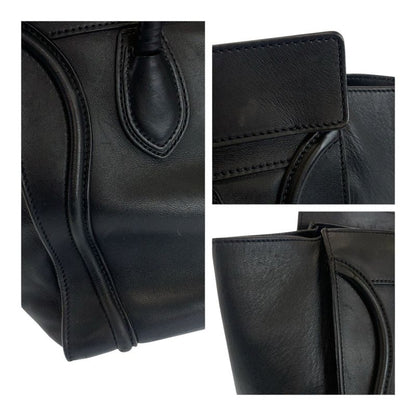 Celine Luggage Mini Shopper Black Gold Hardware Leather F SA 0132 Tote Bag