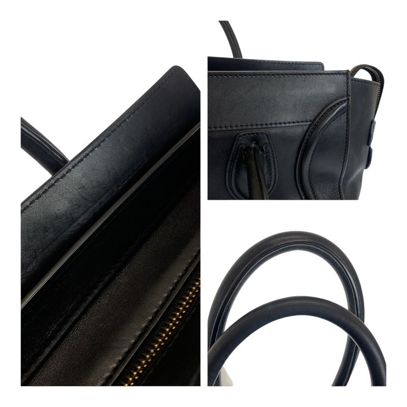 Celine Luggage Mini Shopper Black Gold Hardware Leather F SA 0132 Tote Bag