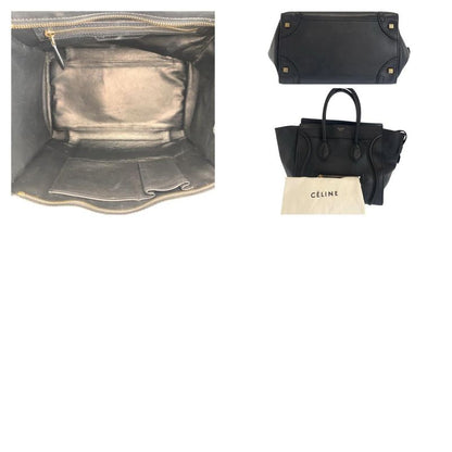 Celine Luggage Mini Shopper Black Gold Hardware Leather F SA 0132 Tote Bag