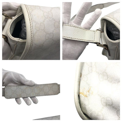 Gucci Sherry Line White Leather 145844 Shoulder Bag Messenger Bag Unisex 505588