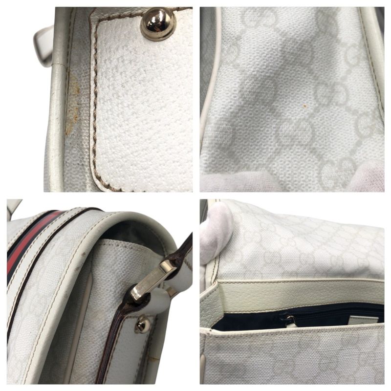 Gucci Sherry Line White Leather 145844 Shoulder Bag Messenger Bag Unisex 505588