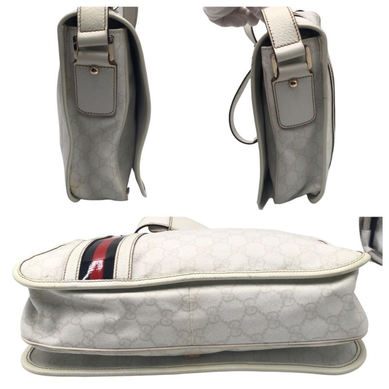 Gucci Sherry Line White Leather 145844 Shoulder Bag Messenger Bag Unisex 505588