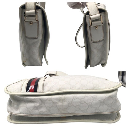 Gucci Sherry Line White Leather 145844 Shoulder Bag Messenger Bag Unisex 505588