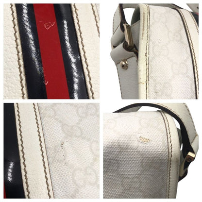Gucci Sherry Line White Leather 145844 Shoulder Bag Messenger Bag Unisex 505588