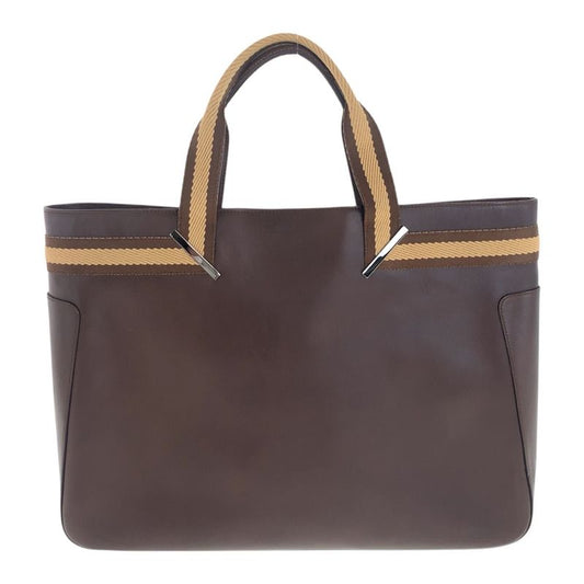 Gucci Sherry Line Brown Beige Silver Hardware Leather 0021134 Tote Bag Handbag