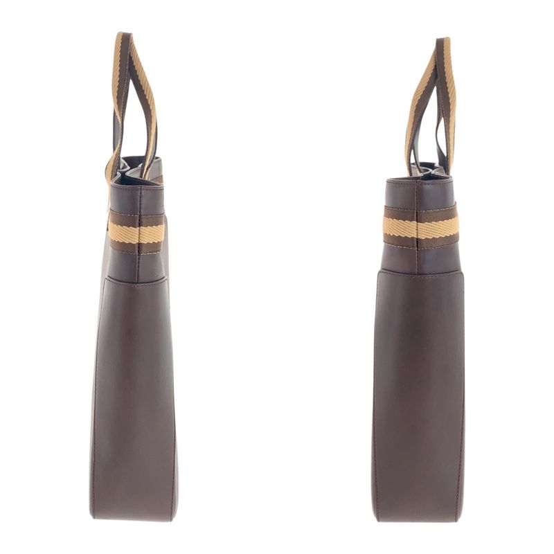 Gucci Sherry Line Brown Beige Silver Hardware Leather 0021134 Tote Bag Handbag