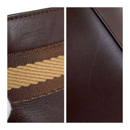 Gucci Sherry Line Brown Beige Silver Hardware Leather 0021134 Tote Bag Handbag