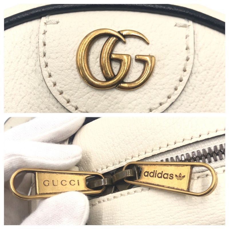 Gucci Adidas Collaboration Marmont White Black Leather G038041801 Shoulder Bag