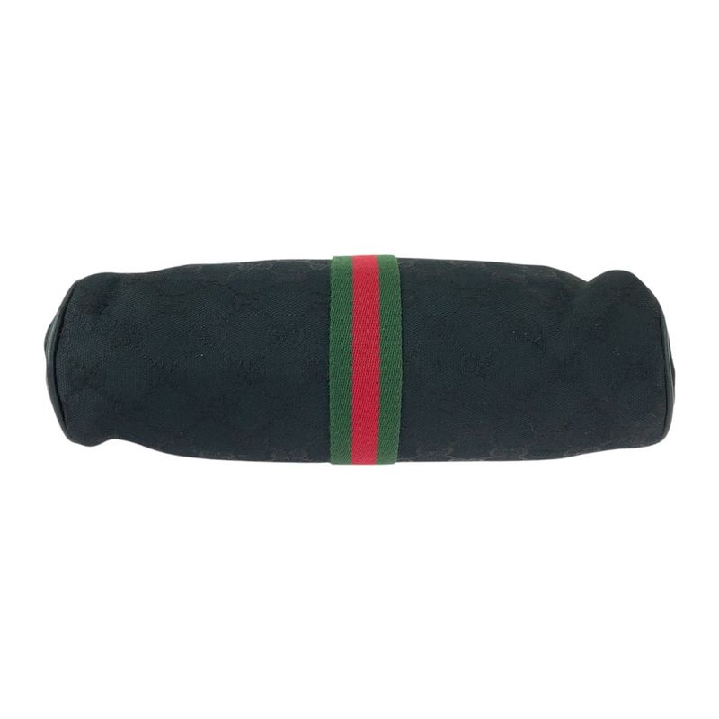 Gucci Vintage Old Gucci Sherry Line Black Gold Hardware GG Canvas/leather