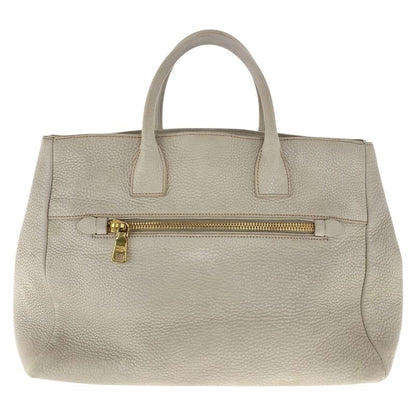 Prada Vitello Off White Ivory Gold Hardware Leather Tote Handbag Women 505649