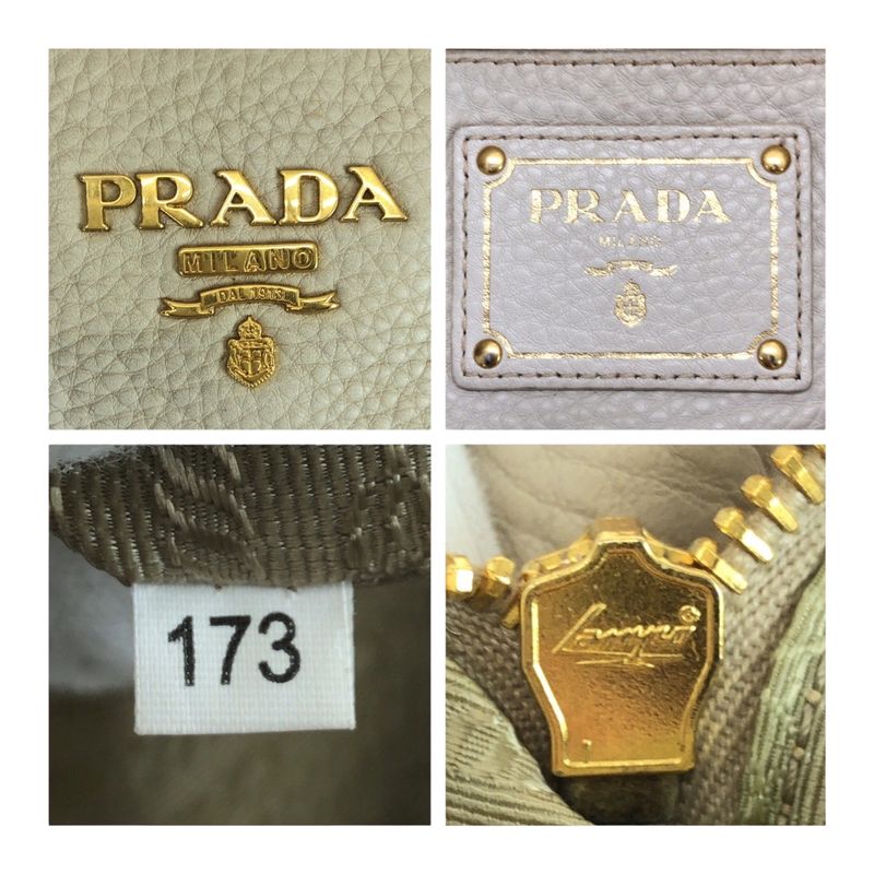 Prada Vitello Off White Ivory Gold Hardware Leather Tote Handbag Women 505649