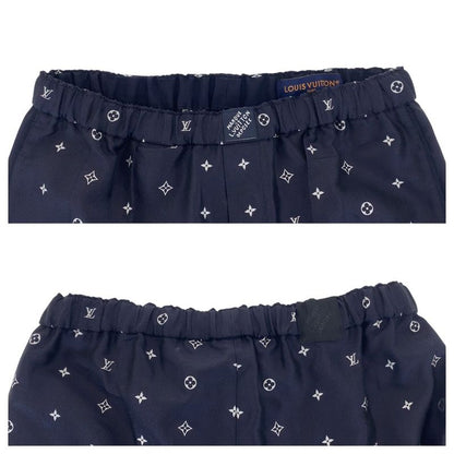 Louis Vuitton Monogram Size 46 Navy Blue Silk Pants Pajamas Men 505666