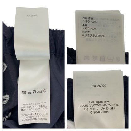 Louis Vuitton Monogram Size 46 Navy Blue Silk Pants Pajamas Men 505666