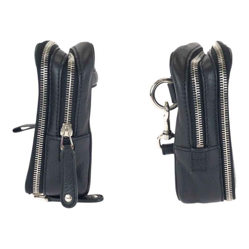 Gucci Black Silver Hardware Leather 256076 Clutch Bag Second Bag Men 505689