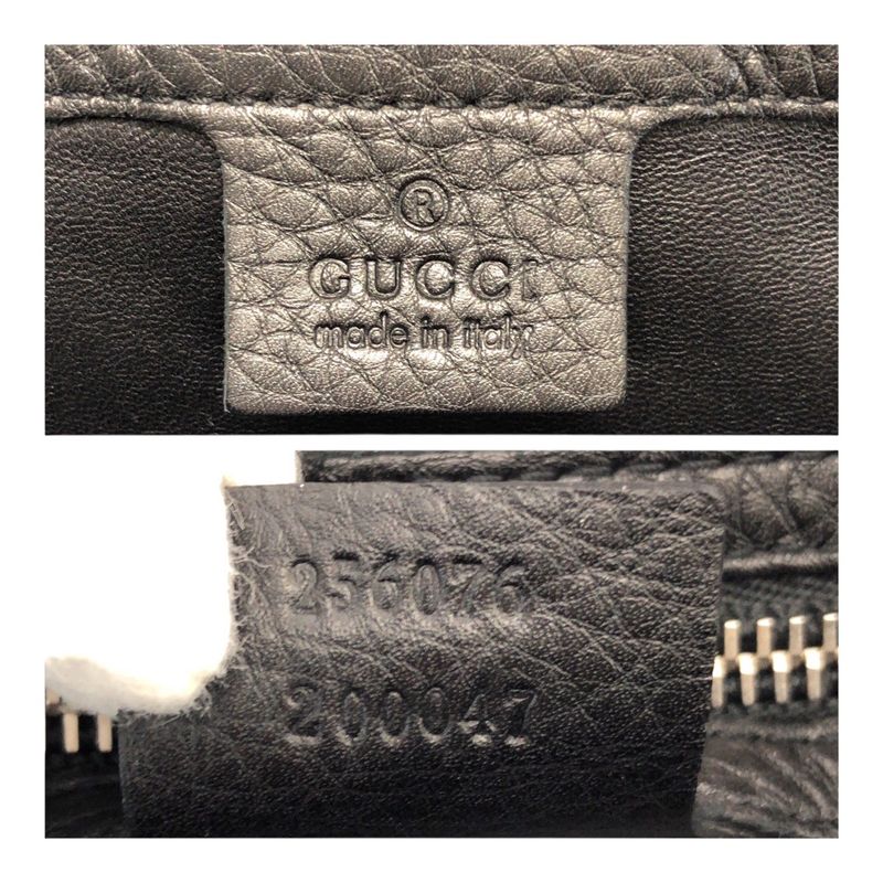 Gucci Black Silver Hardware Leather 256076 Clutch Bag Second Bag Men 505689
