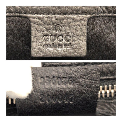 Gucci Black Silver Hardware Leather 256076 Clutch Bag Second Bag Men 505689