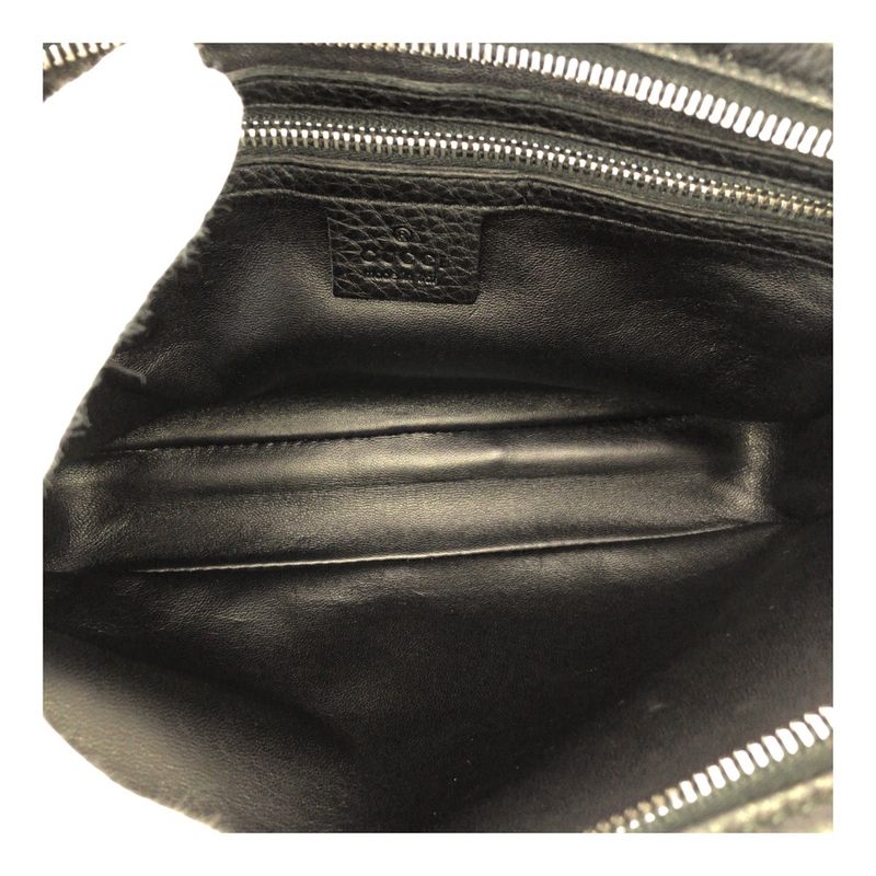 Gucci Black Silver Hardware Leather 256076 Clutch Bag Second Bag Men 505689