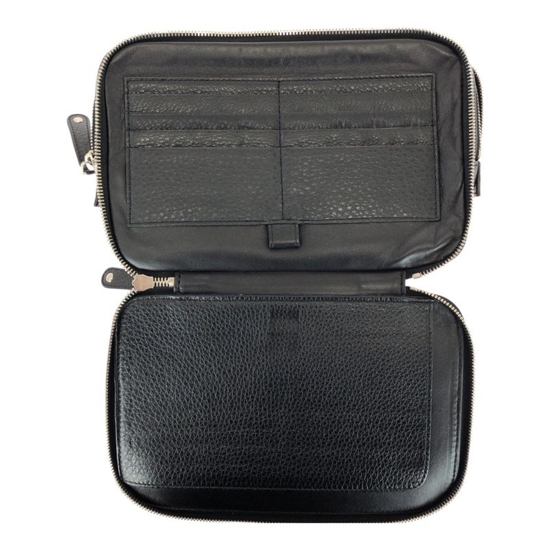Gucci Black Silver Hardware Leather 256076 Clutch Bag Second Bag Men 505689