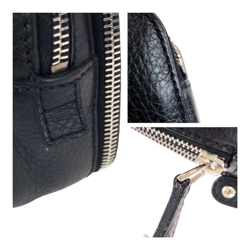 Gucci Black Silver Hardware Leather 256076 Clutch Bag Second Bag Men 505689