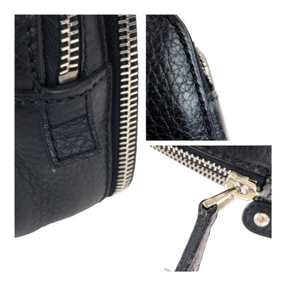 Gucci Black Silver Hardware Leather 256076 Clutch Bag Second Bag Men 505689