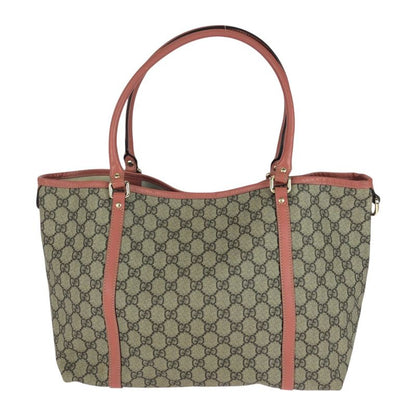 Gucci Pink Gray Gold Hardware GG Supreme Canvas/leather 197953 Tote Bag