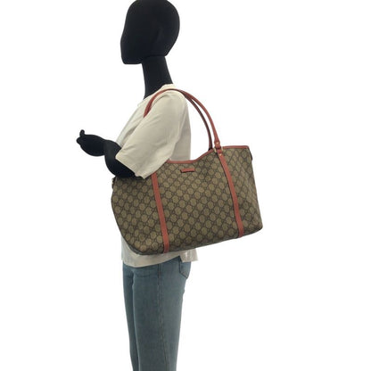 Gucci Pink Gray Gold Hardware GG Supreme Canvas/leather 197953 Tote Bag