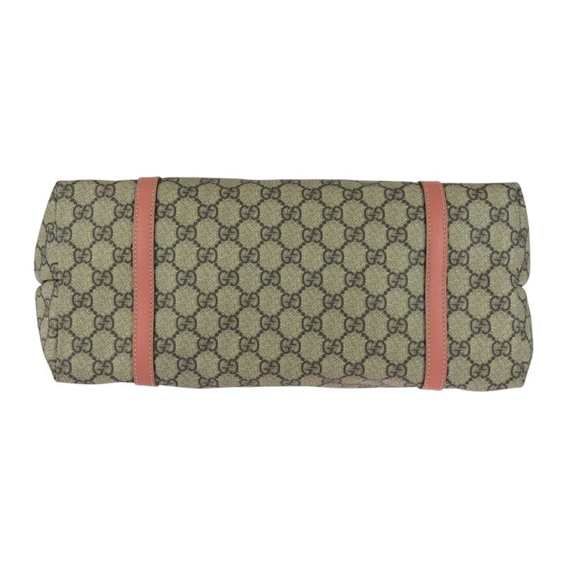 Gucci Pink Gray Gold Hardware GG Supreme Canvas/leather 197953 Tote Bag
