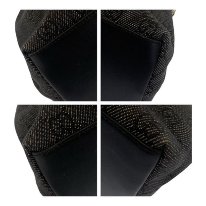 Gucci Bamboo Black Gold Hardware GG Canvas 92708 Handbag Shoulder Bag Women