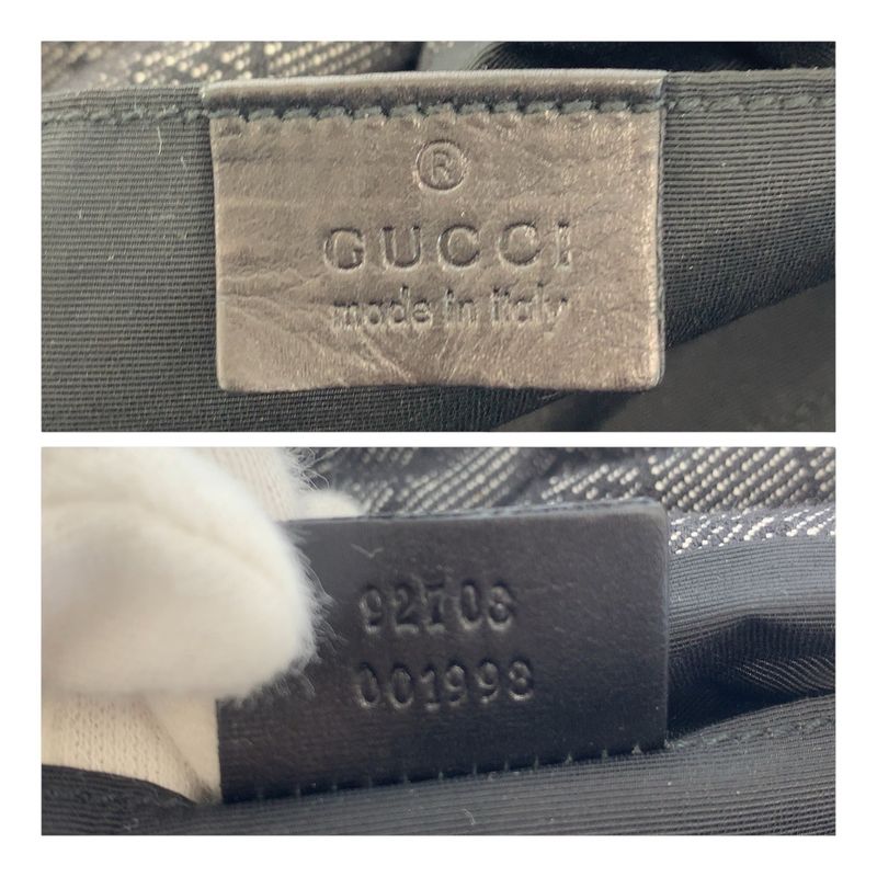 Gucci Bamboo Black Gold Hardware GG Canvas 92708 Handbag Shoulder Bag Women