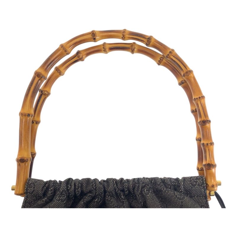 Gucci Bamboo Black Gold Hardware GG Canvas 92708 Handbag Shoulder Bag Women