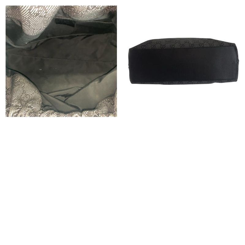 Gucci Bamboo Black Gold Hardware GG Canvas 92708 Handbag Shoulder Bag Women