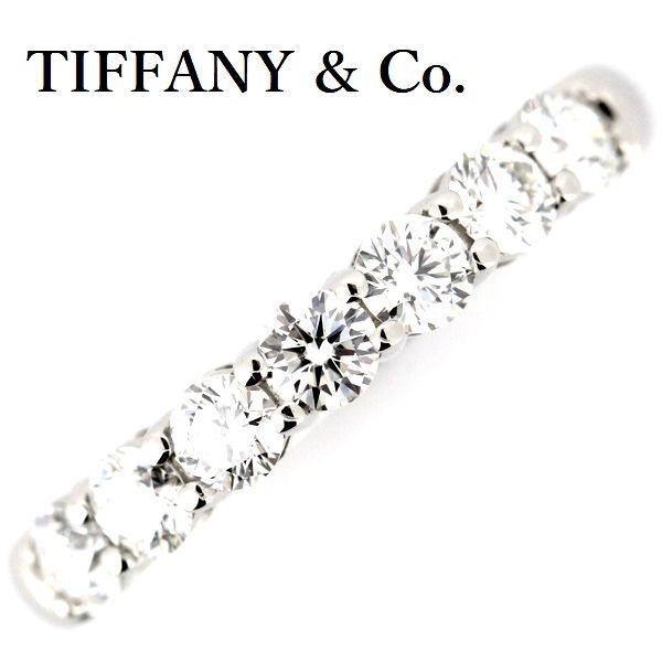 Tiffany & Co Embrace Band Ring With Diamonds 7P Size 8 Pt950