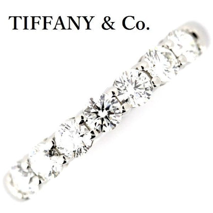 Tiffany & Co Embrace Band Ring With Diamonds 7P Size 8 Pt950