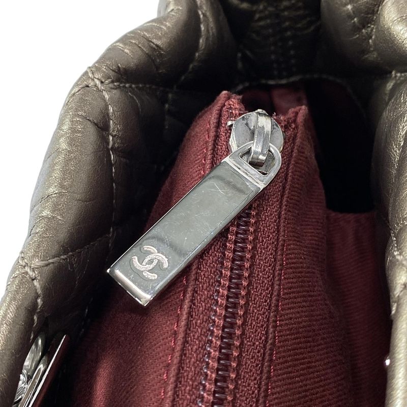 Chanel Shoulder Bag Cambon Line Bronze Chain Shoulder/silver Hardware Leather